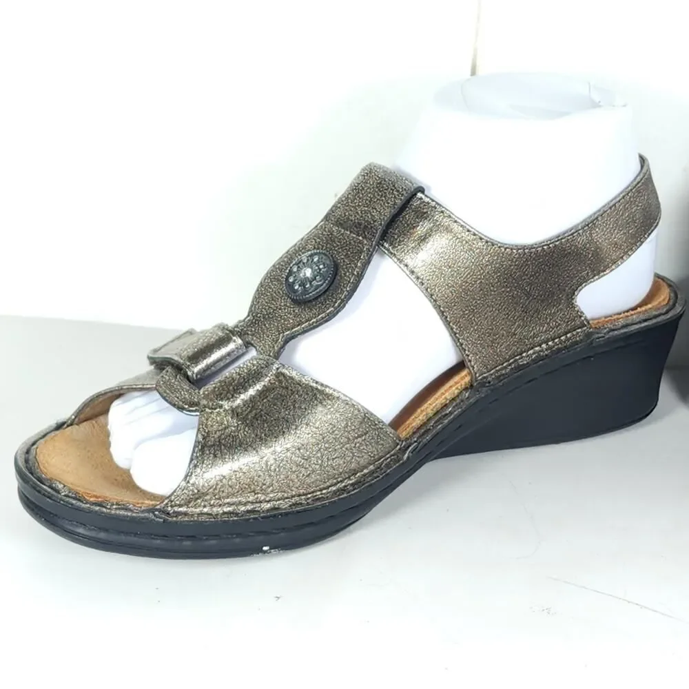 Finn Comfort Women's Adana US7,5D UK4,5 Metallic Leather Slingback Sandals
